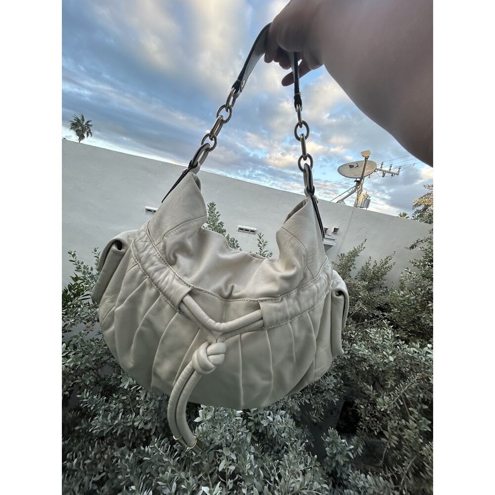 Y2K Coach Kristin 2009 Rouched Drawstring Hobo Bag in Chalk 14737 No Hang Tag!